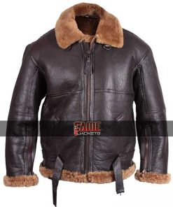 B3 Real Brown Leather Fur Lining Bomber Flying Jacket