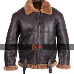 B3 Real Brown Leather Fur Lining Bomber Flying Jacket