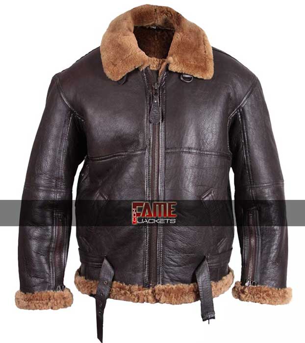 B3 Real Brown Leather Fur Lining Bomber Flying Jacket