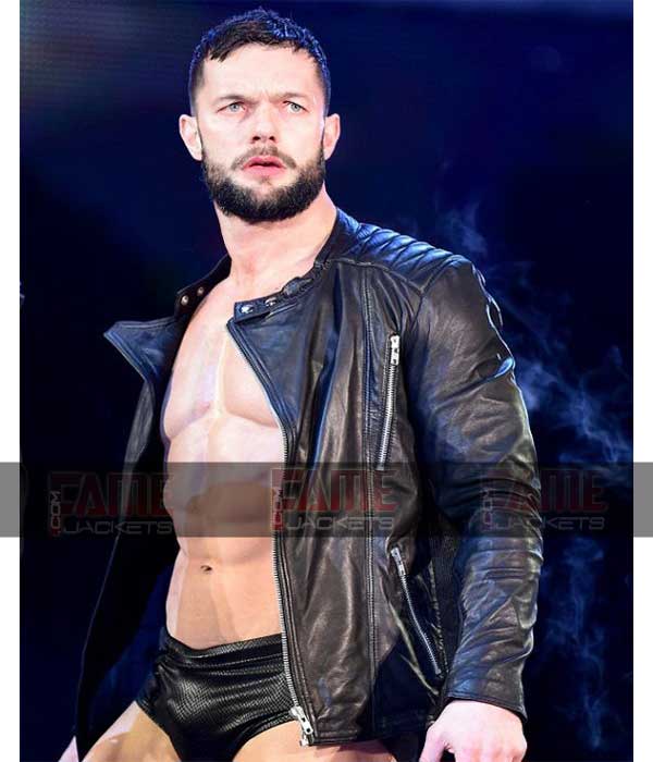 Balor Mens Round Collar Biker Leather Jacket
