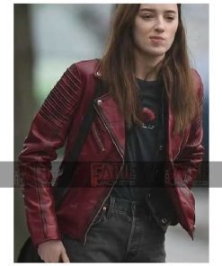 Bank Of Dave Phoebe Dynevor Red Motorcycle Jacket