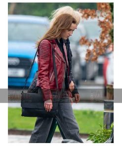 Alternative view of Bank Of Dave Phoebe Dynevor Red Motorcycle Jacket