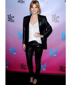 Alternative view of Pre-Grammy Party Bella Thorne Black Leather Blazer