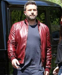 Ben Affleck Red Bikers Leather Jacket