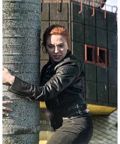 Alternative view of Natasha Romanoff Black Leather Moto Jacket For Women