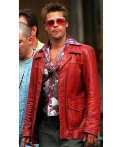 Brad Pitt Fight Club Tyler Durden Red Leather Jacket