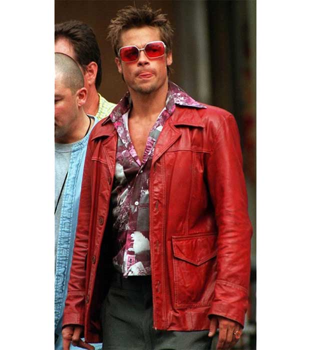 Brad Pitt Fight Club Tyler Durden Red Leather Jacket