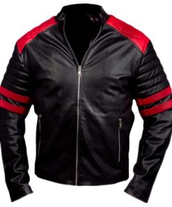 Brad Pitt's Fight Club Black & Red Biker Jacket