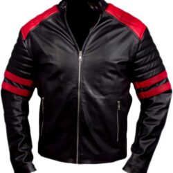 Brad Pitt's Fight Club Black & Red Biker Jacket
