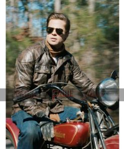 Brad Pitt Vintage Distressed Genuine Leather Jacket Sale