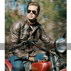 Brad Pitt Vintage Distressed Genuine Leather Jacket Sale
