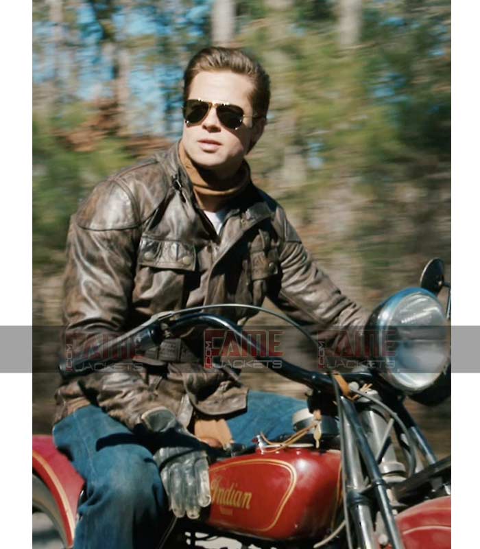 Brad Pitt Vintage Distressed Genuine Leather Jacket Sale