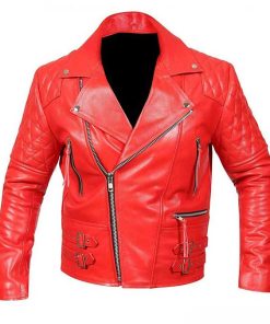 Cafe Racer Moto Red Vintage Leather Jacket For Men