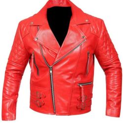Cafe Racer Moto Red Vintage Leather Jacket For Men