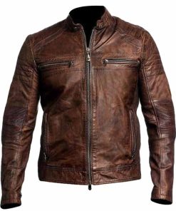 Café Racer Vintage Men's Distressed Brown Leather Jacket