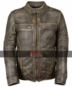 Cafe Racer Antique Brown Distress Leather Jacket