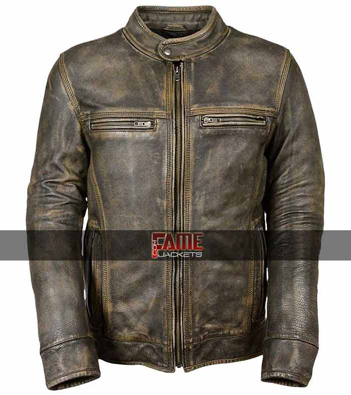 Cafe Racer Antique Brown Distress Leather Jacket