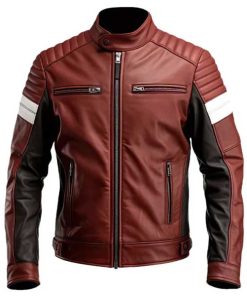 Maroon Cafe Racer Genuine Leather Jacket