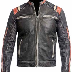 Cafe Racer Retro Vintage Distressed Black Biker Leather Jacket