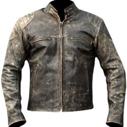 Men's Real Leather Antique Brown Cafe Racer Leather Jacket