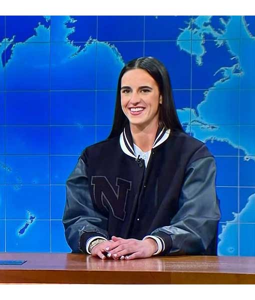 Caitlin Clark SNL Black Varsity Jacket