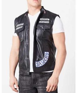 Charlie Hunnam SOA Sons of Anarchy Black Leather Vest