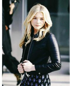 Alternative view of Chloe Moretz Black Leather Cropped Jacket
