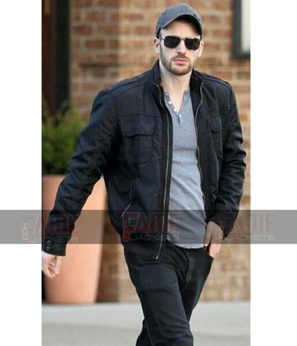 Chris Evans Black Cotton Casual Jacket