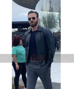 Alternative view of Chris Evans Black Leather Casual Jacket
