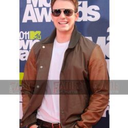 Chris Evans Brown Two Tone Bomber Jacket