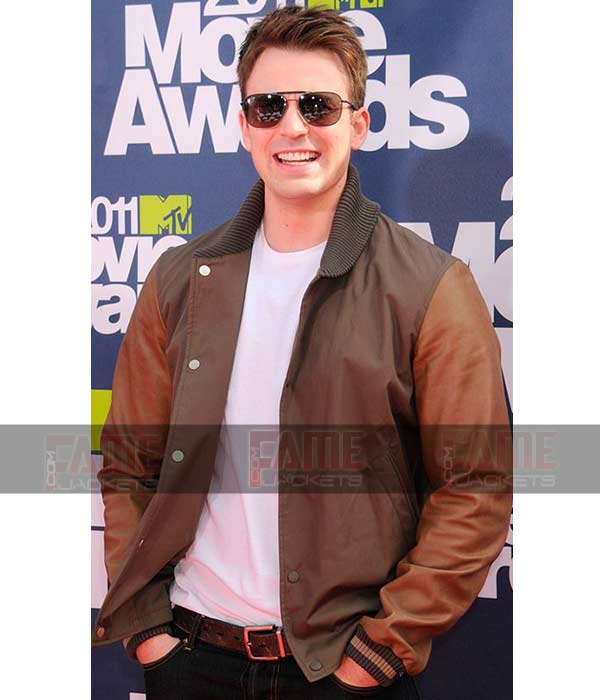 Chris Evans Brown Two Tone Bomber Jacket