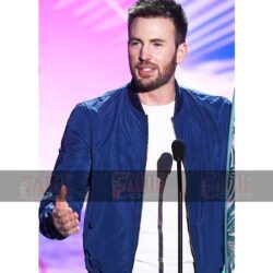 Chris Evans Blue Satin Casual Jacket