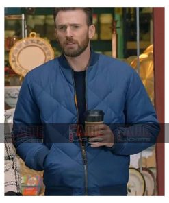 Chris Evans Mens Blue Quilted Bomber Jacket