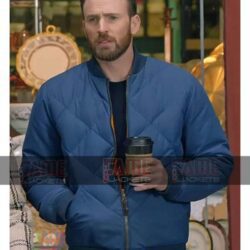 Chris Evans Mens Blue Quilted Bomber Jacket