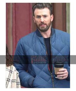 Alternative view of Chris Evans Mens Blue Quilted Bomber Jacket
