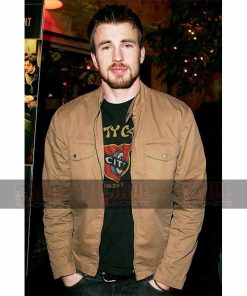 Chris Evans Khaki Cotton Casual Jacket