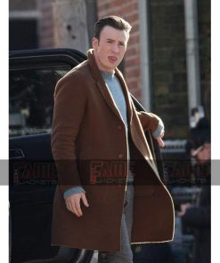 Alternative view of Chris Evans Knives Out Brown Winter Wool Coat