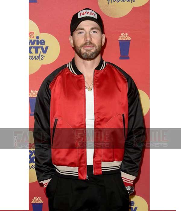Chris Evans Red and Black Varsity Jacket