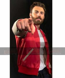 Alternative view of Chris Evans Red And White Satin Varsity Jacket