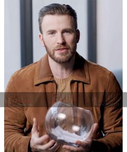 Chris Evans Tan Suede Leather Casual Jacket