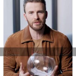 Chris Evans Tan Suede Leather Casual Jacket