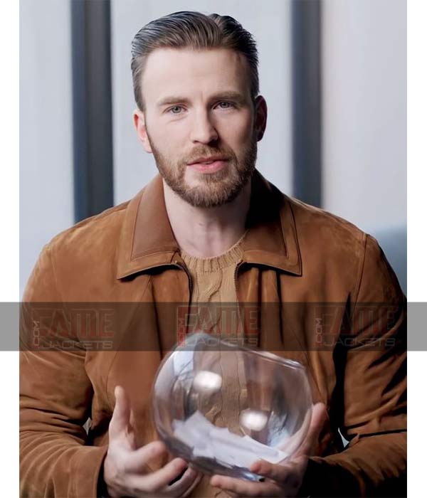 Chris Evans Tan Suede Leather Casual Jacket