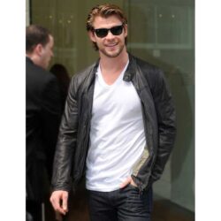Super Star Chris Hemsworth Black Biker Leather Jacket
