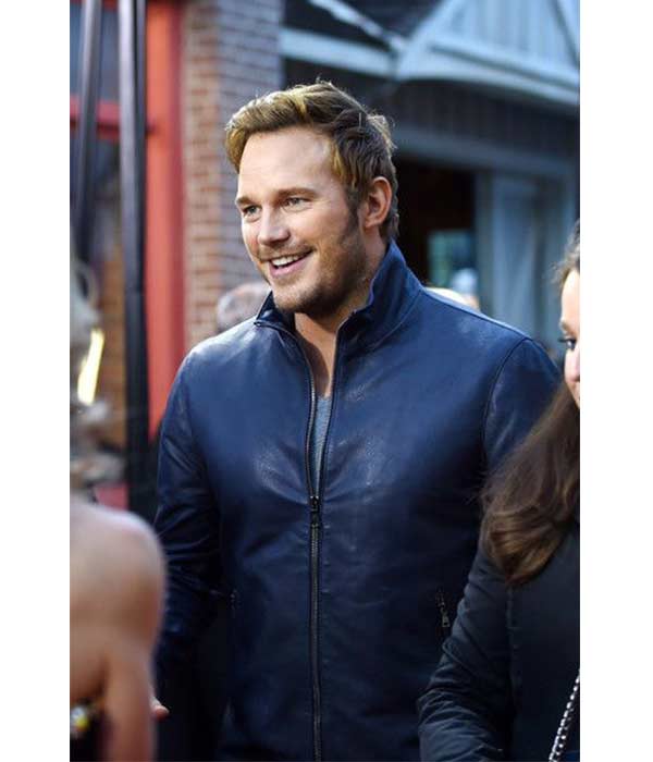 Chris Pratt Blue Slim Fit Racers Leather Jacket