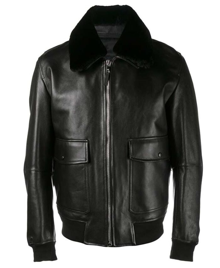 Classic WW2 Slim Fit Flight Aviator Black Jacket