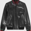Stylish Black Bomber Leather Jacket for Men and Women