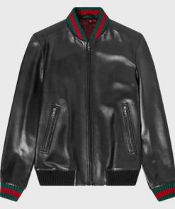 Stylish Black Bomber Leather Jacket for Men and Women