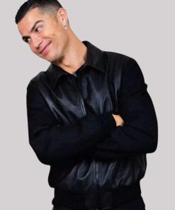 Cristiano Ronaldo Black Bomber Jacket