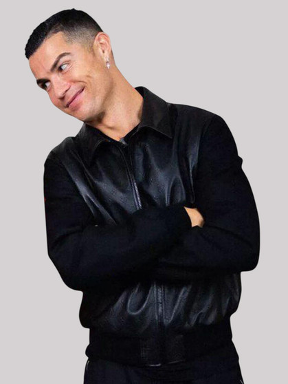 Cristiano Ronaldo Black Bomber Jacket