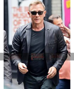 Daniel Craig Vintage Leather Double Breasted Blazer